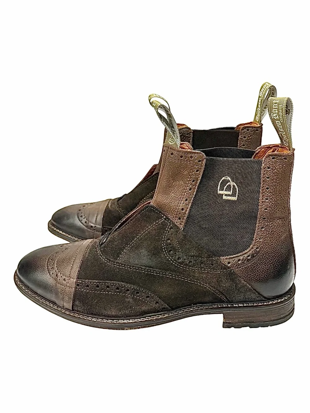 THE CHELSEA BOOT CO Men's No Lace Boot | Brown Leather and Suede Combo Size 12